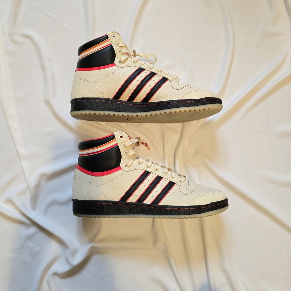 Adidas x ESPN Top Ten Hi Top sneaker in Beige/Black/Red Sz 13 - Picture 4 of 16